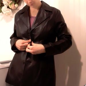 Nine west genuine leather coat in Black size medium